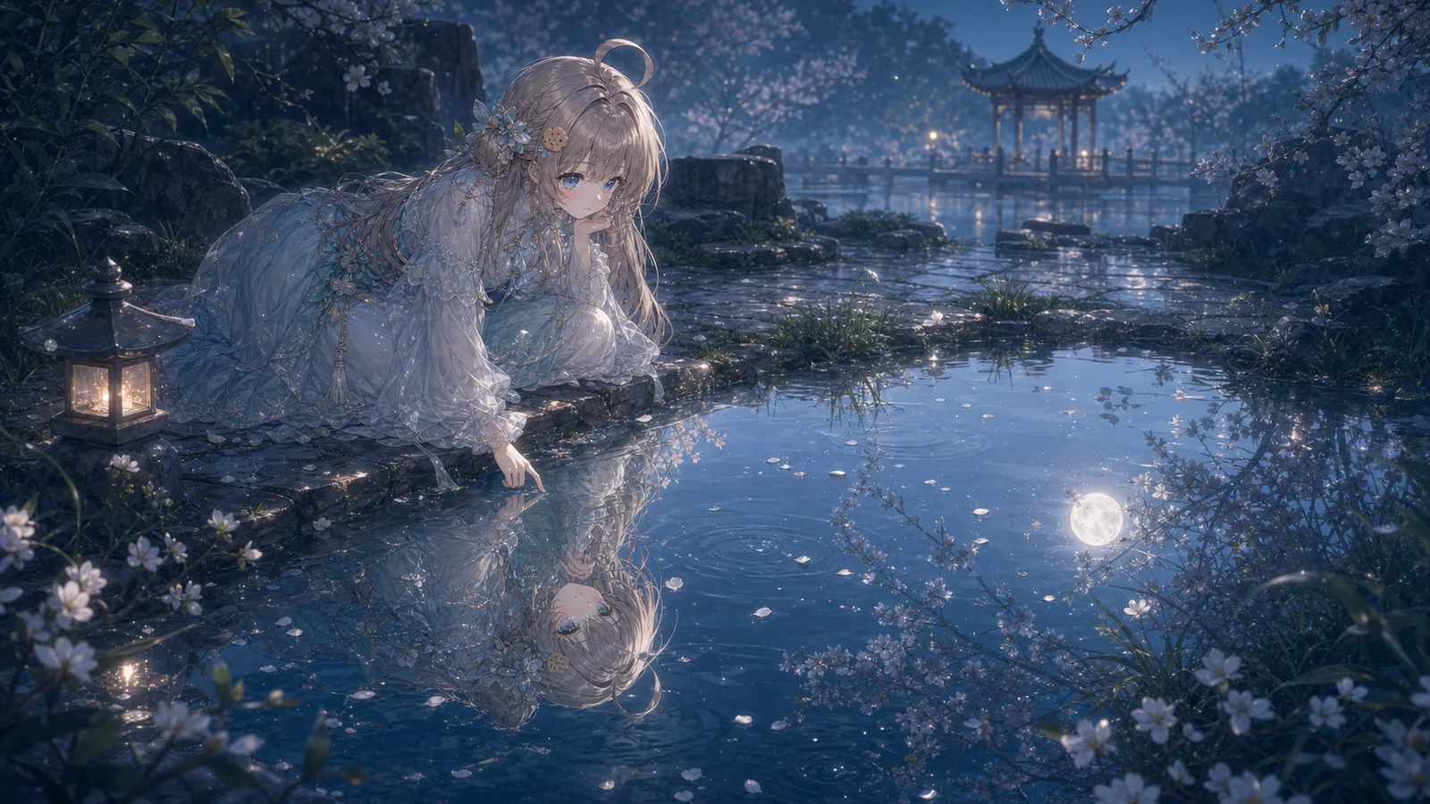暮春花 · 雨间镜湖